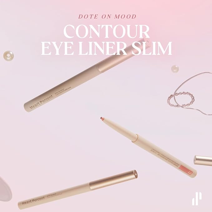 Heart Percent Dote On Mood Contour Eyeliner Slim, Long Lasting Aegyosal Waterline Extended Twim Liner for Eye Contouring Makeup, P2. Black Brown