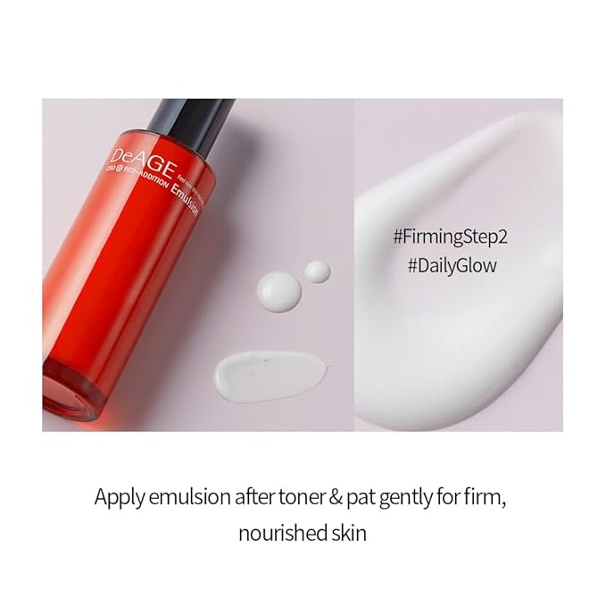 CHARMZONE DeAge Red Addition (New Version) Korean Skincare Set ā Anti-Aging Toner & Emulsion Duo (100ml / 3.38 fl.oz Each) with Red Wine, Pomegranate & Tomato for Hydration, Firming & Radiance