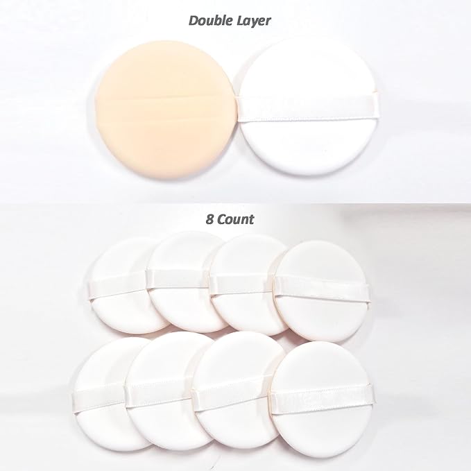 PU Makeup Air Cushion Round Puff Set - 8Pcs Makeup Sponges Soft & Cushioned Puffs for Liquid, Cream, Foundation and Powder, Concealer, Korean Makeup Tool, Smooth Texture, Easy to Use