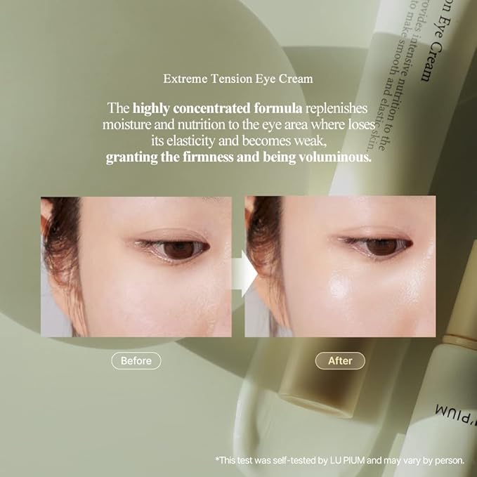 LU'PIUM Extreme Tension Eye Cream – Vegan Hydrating Eye Cream with Peptide Complex and 5 Plant Phytomucin, Moisture & Skin Comfort, Inspired by Korean Skincare