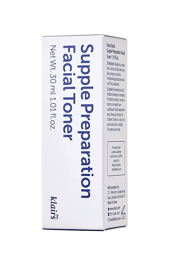 DearKlairs Supple Preparation Facial Toner, pH Balance, Moisturizer, Korean Skincare, Non-Sticky, for Sensitive Skin Face, K-Beauty, 1.01 Fl Oz