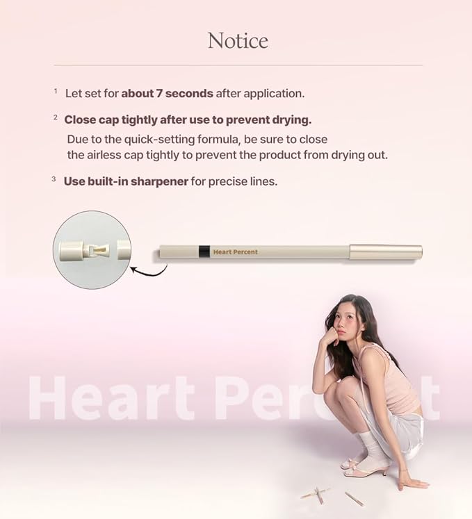 Heart Percent Dote On Mood Gel Eyeliner Pencil – Long-Lasting Waterproof Smudge Proof Smooth Retractable, Aegyo Sal Makeup, Under Eye Highlighter with Built-In Sharpener, #03. Light Beige