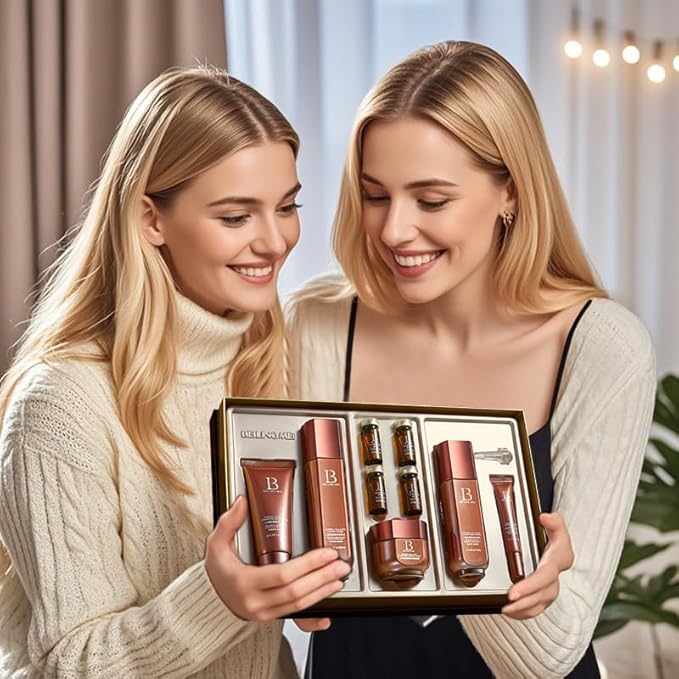 Ginseng Collagen Skincare Set 9-Piece - Korean Skin Care Set,with Face Wash, Toner, Lotion,Essence*4, Eye Cream, Cream,Deep Hydration,Anti-Aging & Skincare Gift Set for Women