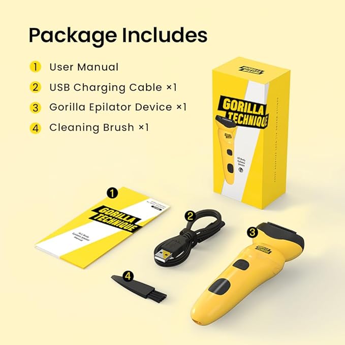 Gorilla Technique Epilator 3000V, Body Hair Removal Device, Pain Relief Roller, Cordless Rechargeable Electric Tweezers for Women & Men, Triple Tweezers, 8000RPM, Korean Skin Care - 3000V