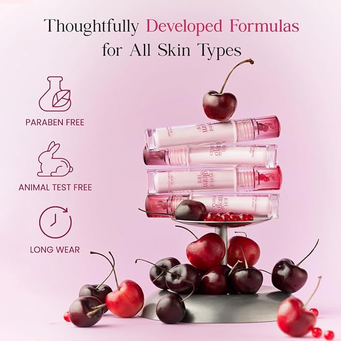 CLIO CRYSTAL GLAM TINT (CHERRY SERIES 028 DRY CHERRY), Glossy Finish, Lightweight, Buildable, Glass-Like, Smoothing, Long-Lasting, Vivid, Transparent, Shiny, Moisturizing Lip Stain, Korean Lip Tint