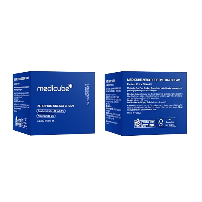 Medicube Zero Pore One-Day Cream 1.69 fl.oz - Visibly Smaller Pores, Controls Excess Oil - Pore Refining Cream with Panthenol, Salicylic Acid, and Niacinamide - Korean Skincare