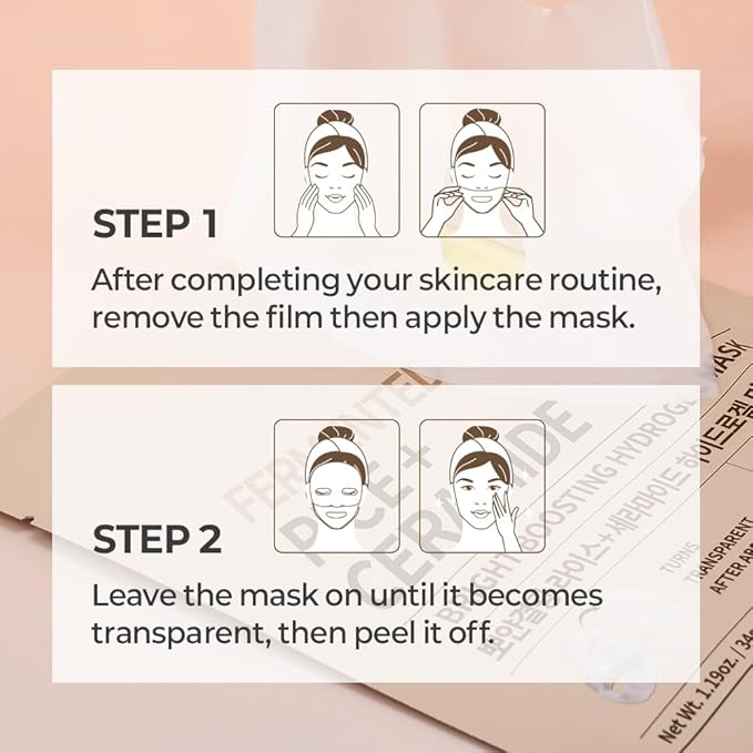 FARMSKIN Fermented Rice + Ceramide Bright Boosting Hydrogel Mask Set - Refreshing & Hydrating Facial Masks for All Skin Types - Daily Korean Skin Care for Uneven Skin Tone & Impurities (5EA, 1.19 oz)