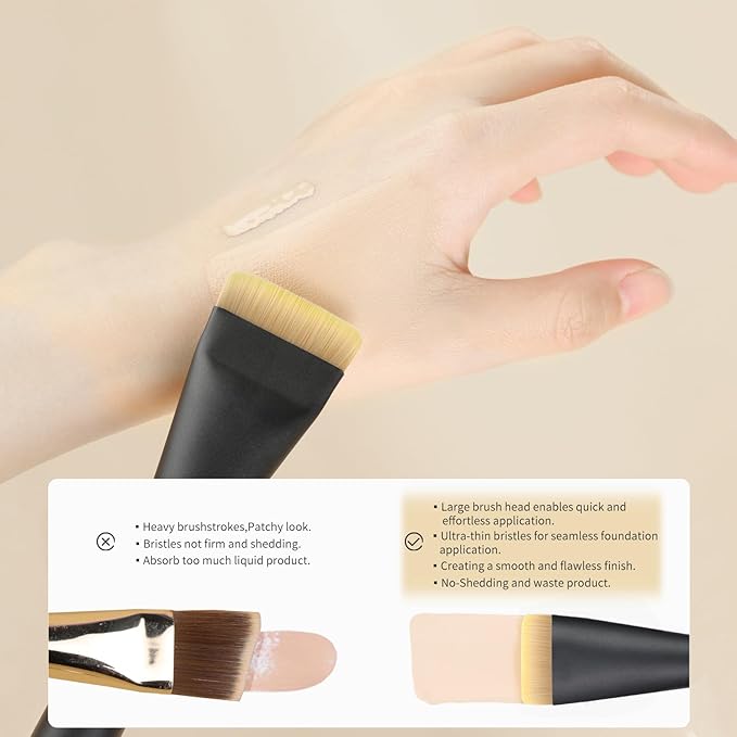 MSQ Flat Foundation Brush,Korean Makeup Brush Ultra Thin Spatula Facial Brush Face Mask Brushes for Liquid Foundation, Blending Cream,Mask,Mud, Clay, Charcoal Mixed Mask, DIY