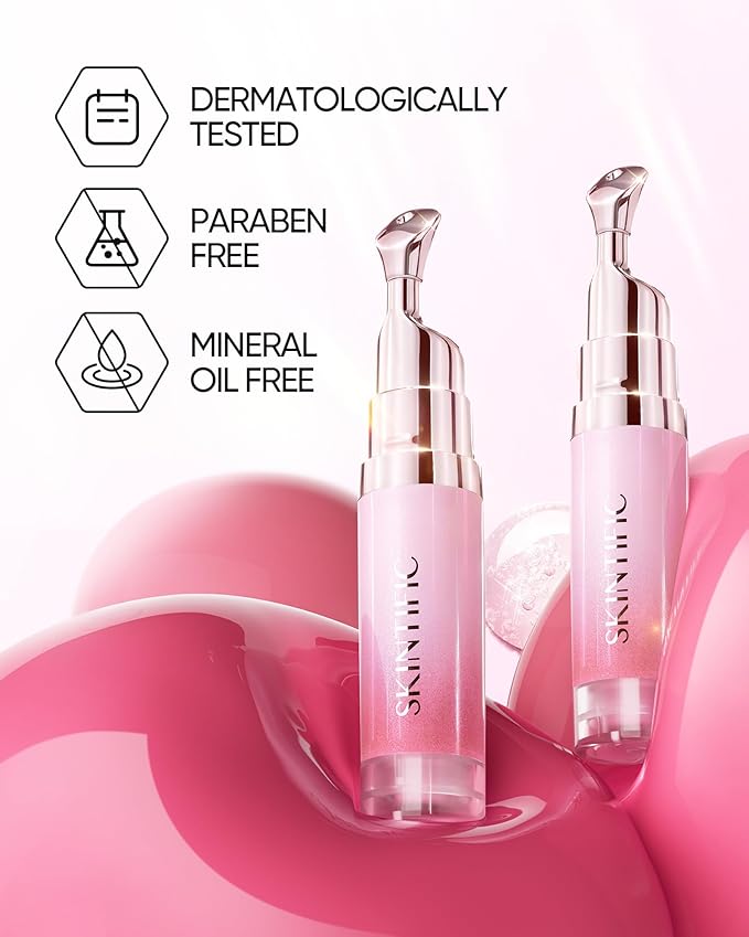 Hydrating Brightening Lip Serum, Smooth Tinted Lip Stain, Plumping Lip Gloss with Polypeptide Squalane, Moisturizing Balms, Brighten Dark Lips, Korean Beauty Makeup (04 Pink Berry)