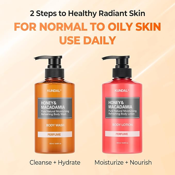 KUNDAL Shampoo/Conditioner + Honey Body Wash Set, Sulfate Free Moisture Care, Head to Toe Hydration, Korean Beauty + Amber Vanilla Cherry Blossom, 16.9 fl oz x3