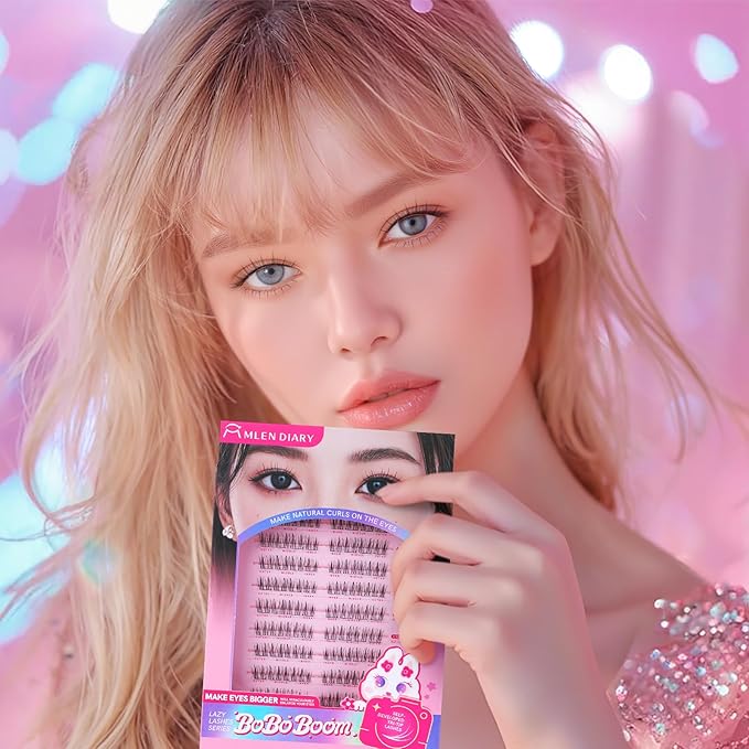 MLEN DIARY Lash Clusters 80PCS Natural Eyelash Clusters C Curl Wispy DIY Eyelash Extensions 8.5-12.5mm Soft & Light Eyelash Clusters Korean Manga Style