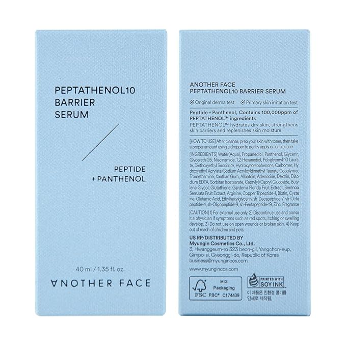 ANOTHER FACE PEPTATHENOL10™ BARRIER SERUM 1.35 Fl. Oz. | Multi Peptide for face, Total Package Serum, Glowing & Firming for Skin Barrier, Soothing & Calming, Hydrating, Vegan, Korean Skin Care