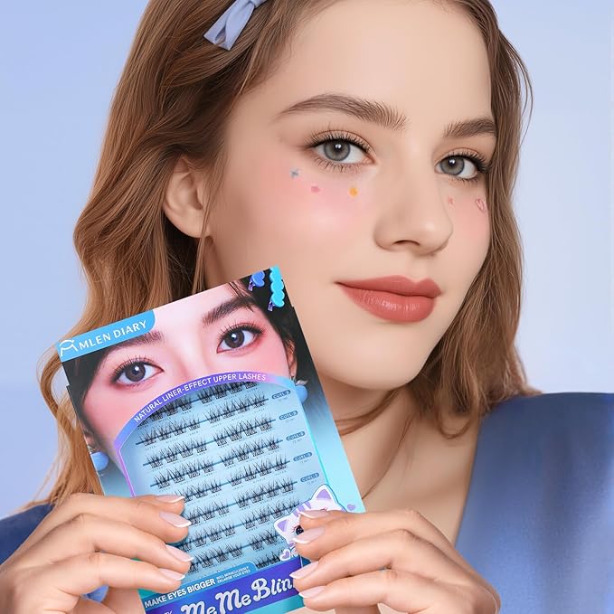MLEN DIARY Lash Clusters 80PCS Natural Eyelash Clusters C Curl Wispy DIY Eyelash Extensions 10-12mm Soft & Light Eyelash Clusters Korean Manga Style