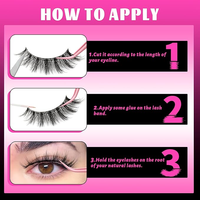 Veleasha Lashes Kit Manga Eyelashes Cat Eye Lash with Clear Band Spiky Lashes Natural False Eyelashes Cospaly Strip Lashes Anime Wispy Korean Fake Eyelash 8 Pairs with Glue&Tweezers(Sunny Clear Kit)