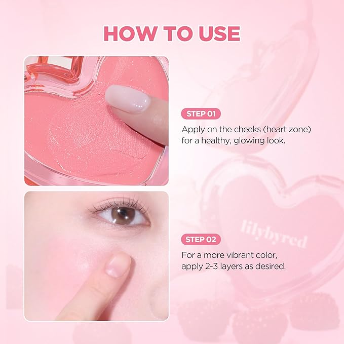 lilybyred Luv Beam Sherbet Cheek | Heart-Shaped Korean Cream Blush, Lightweight Melt-In Texture, Micro-Pearl Glow, Buildable Natural Color, Soft Radiant Finish, 0.12 oz. (02 Sweet Chestnut Topping)