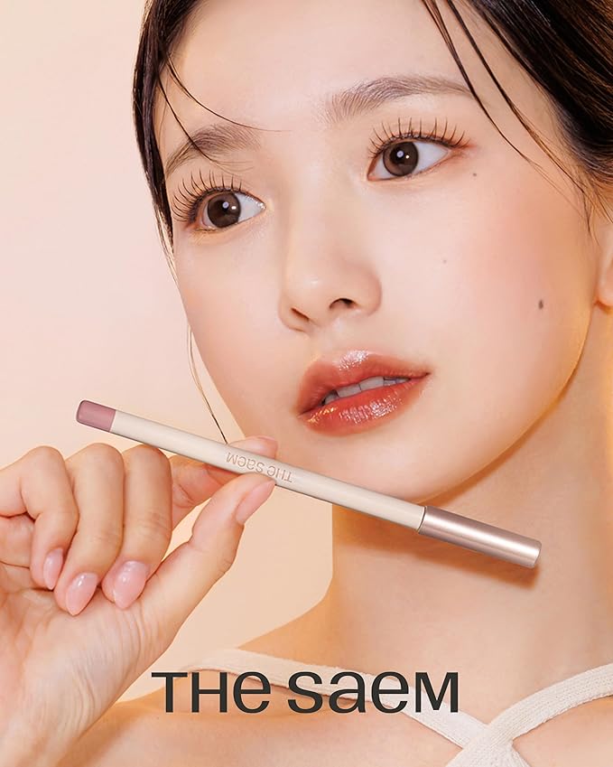 THESAEM Cover Perfection Lip Pencil - 02 Rosy Rose Pink - Slim 4mm Lip Liner for Overlip Correction - Korean Makeup Lip Contouring Pencil Easy Blending Formula, 0.04oz