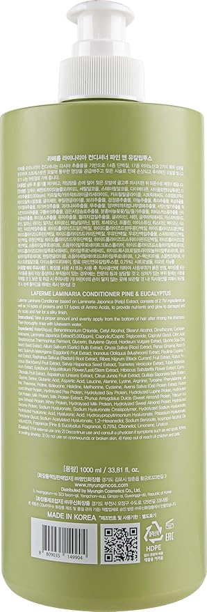 laferme Laminaria Conditioner with Organic Ingredient, Damaged Hair Care Korean Conditioner, Hydrating & Smoothing, Anti-Frizz, Sulfate & Paraben Free, for Women & Men, 33.81 Fl Oz, Pine & Eucalyptus