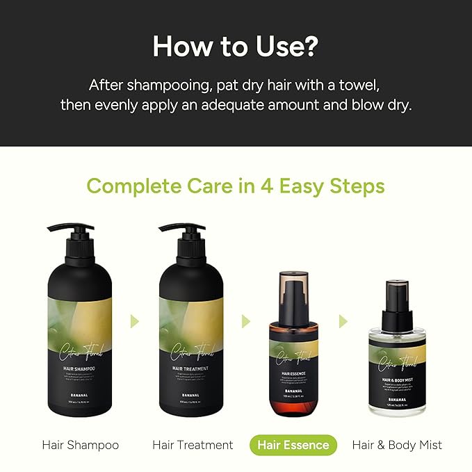 2-in-1 Korean Hair Perfume Oil & Serum with Morrocan Argan Oil & 12 Amino Acids for Dry, Damaged, Glass Hair Shine & Frizz-Control – Paraben & Alcohol-Free – Citrus Floral – 100ml / 3.38 fl oz