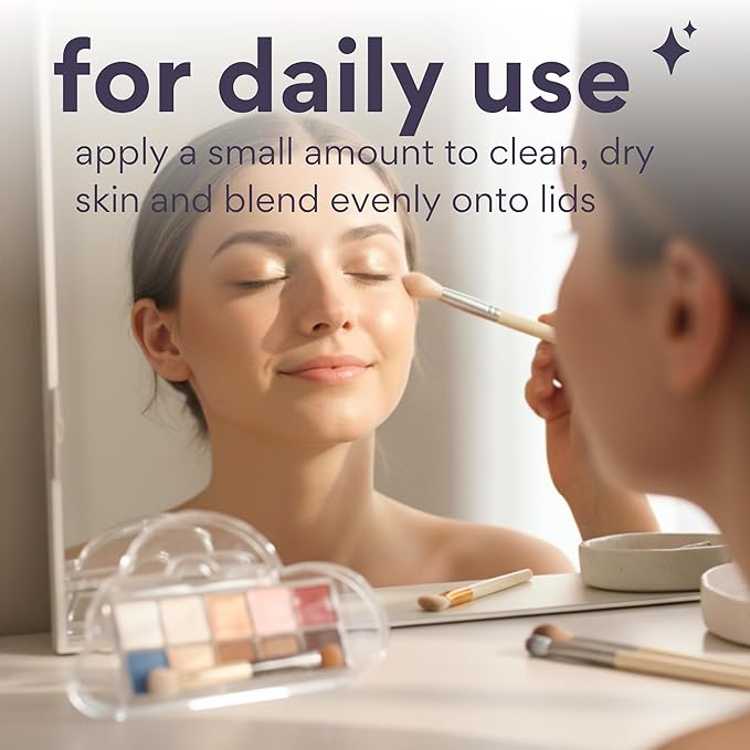 dearcloud Miffy Sky/Shadow - Eye Shadow Palette Makeup with 10 Ultra-Fine Pigments & Dual-Ended Eyeshadow Brush – Korean Beauty Eye Makeup (Artist Bun)