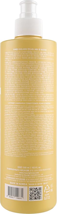 laferme Laminaria Conditioner with Organic Ingredient, Damaged Hair Care Korean Conditioner, Hydrating & Smoothing, Anti-Frizz, Sulfate & Paraben Free, for Women & Men, 16.9 Fl Oz, Pear & Freesia