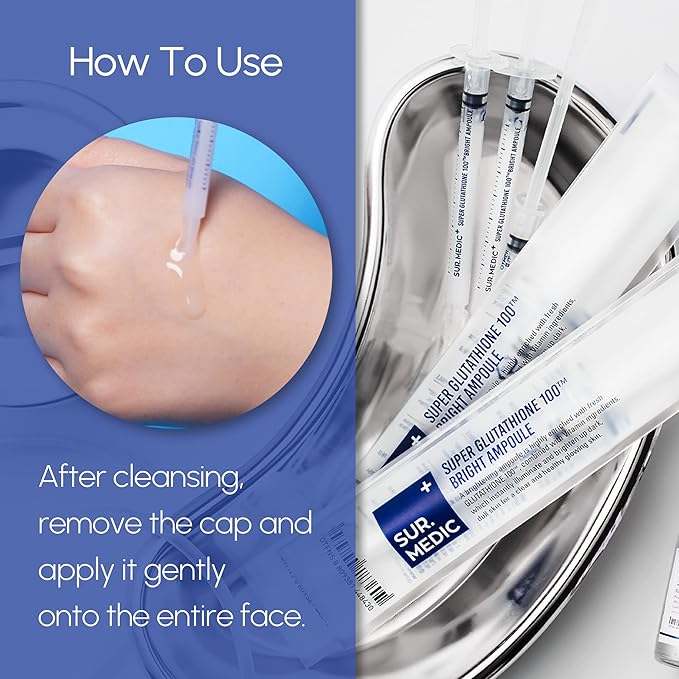 SURMEDIC Super Glutathione 100™ Bright Ampoule 0.35 oz / 10g (1g x 10ea) - Brightening, Skin Elasticity, Anti-aging, illuminating and hydrating care - Korean Skin Care