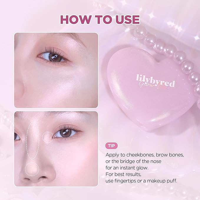 lilybyred Luv Beam Glow Veil | Korean Heart-Shaped Highlighter, Illuminating Shimmer, Radiant Glow, Silky Powder Texture, Buildable & Blendable, Lightweight & Long-Lasting, 0.11 oz. (06 Silky Beam)