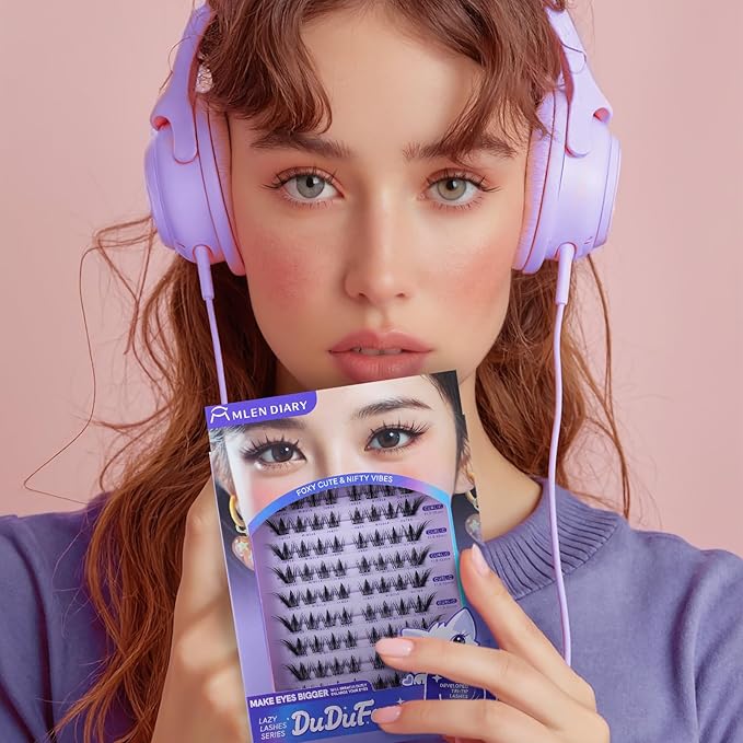 MLEN DIARY Lash Clusters 80PCS Natural Eyelash Clusters C Curl Wispy DIY Eyelash Extensions 11.5-13mm Soft & Light Eyelash Clusters Reusable Korean Manga Style