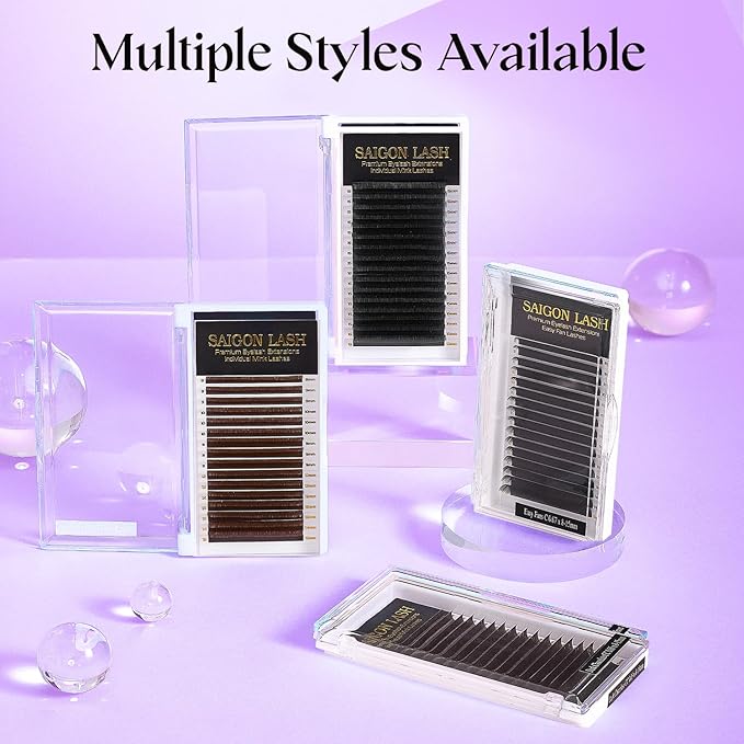 Eyelash Extensions, Mink Lash, Volume & Classic Lashes for Professionals, J/B/C/CC/D/L/M Curl, 4-15mm Length, Soft Korean PBT Fiber, 16 Rows Lash Tray (Black-D-0.07-14mm)