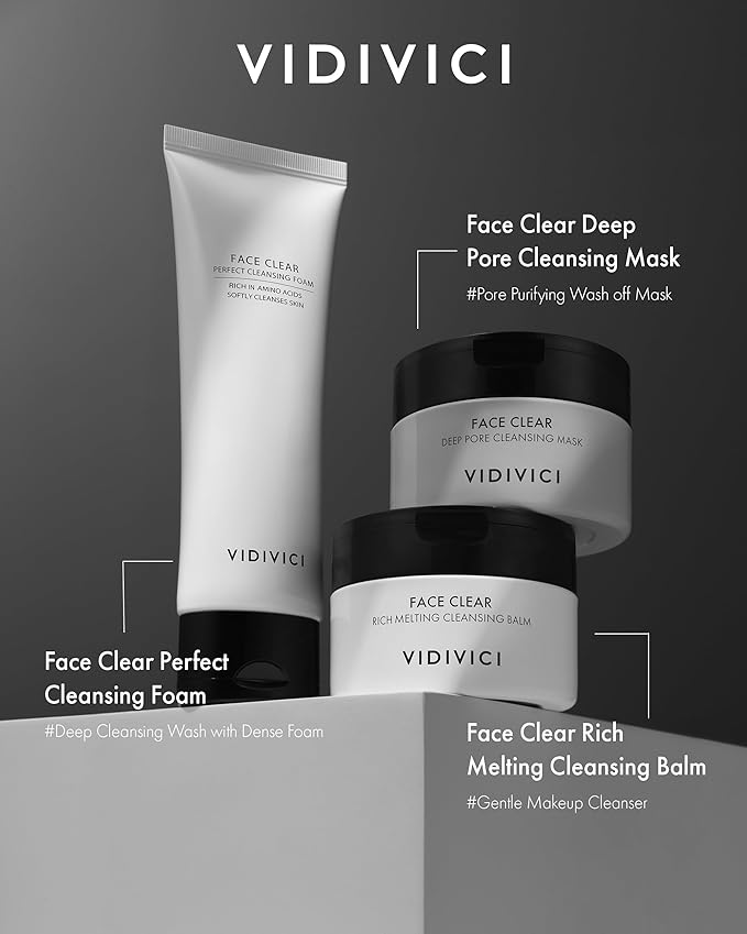 VIDIVICI Face Clear Rich Melting Cleansing Balm - Korean Makeup Remover - Gentle Face Wash, Pore are, Sebum & Blackhead Care - Balm to Oil Formula, 3.38oz.