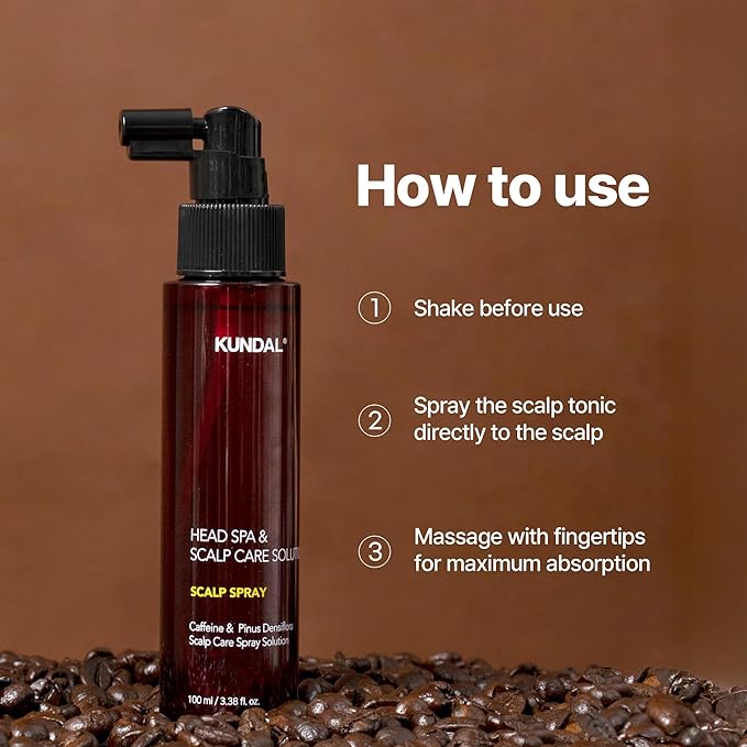 KUNDAL Shampoo/Conditioner + Caffeine Scalp Tonic Set, Sulfate Free Moisture Care, Hair Loss Scalp Strengthening, Korean Hair Care + Baby Powder, 16.9 fl oz x2 + 3.38 fl oz