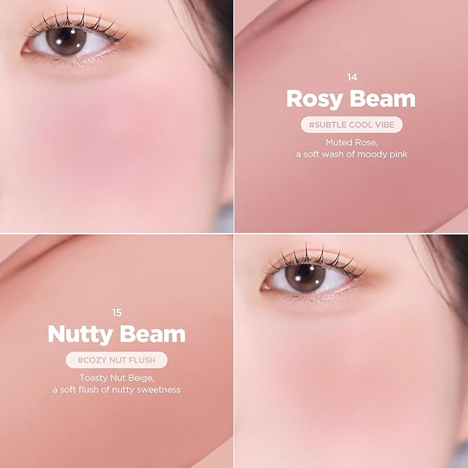 lilybyred Luv Beam Cheek Balm | Heart-Shaped Korean Cream Blush, Semi-Matte Finish, Long-Lasting, Blendable & Buildable, Soft Creamy Texture, Lightweight, Natural Flush, 0.12 oz. (03 Mood Rose)