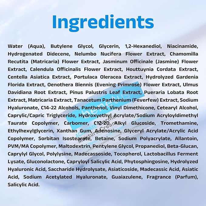 ACNIOME Derma Moisture Cream, Salicylic Acid Daily Pore-Care Gel Cream, Hydrating Non-Sticky Moisturizer with Hyaluronic Acid for Oily & Sensitive Skin, Korean Skincare (1.69 Fl Oz)