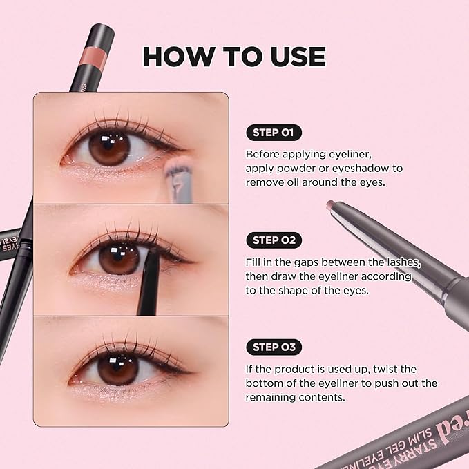 lilybyred Starry Eyes Am9 to Pm9 Slim Gel Eyeliner | Korean Ultra-Slim 2mm Gel Eyeliner, Intense Color Payoff, Creamy Formula, Easy Blending, Smudge-Proof, Long-Lasting, 0.004 oz. (06 Ginger Milk Tea)