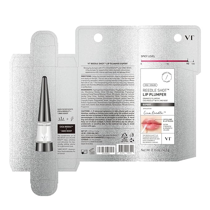 VTCOSMETICS Reedle Shot Lip Plumper, 0.15 oz (4.3 g), Moisturizing, Transparent, Lip Gloss, Stocking Stuffers, Fragrance-free, Korean Cosmetics (Expert)