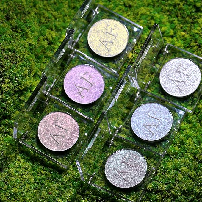 Highlighter Makeup,Green White Pink Shimmer Multichrome Face Highlighter Powder for Eyes Cheek Body,Waterproof Glint iluminadores de maquillaje Korean Highlight Makeup, Shine Natural Glow Enhancer, 04