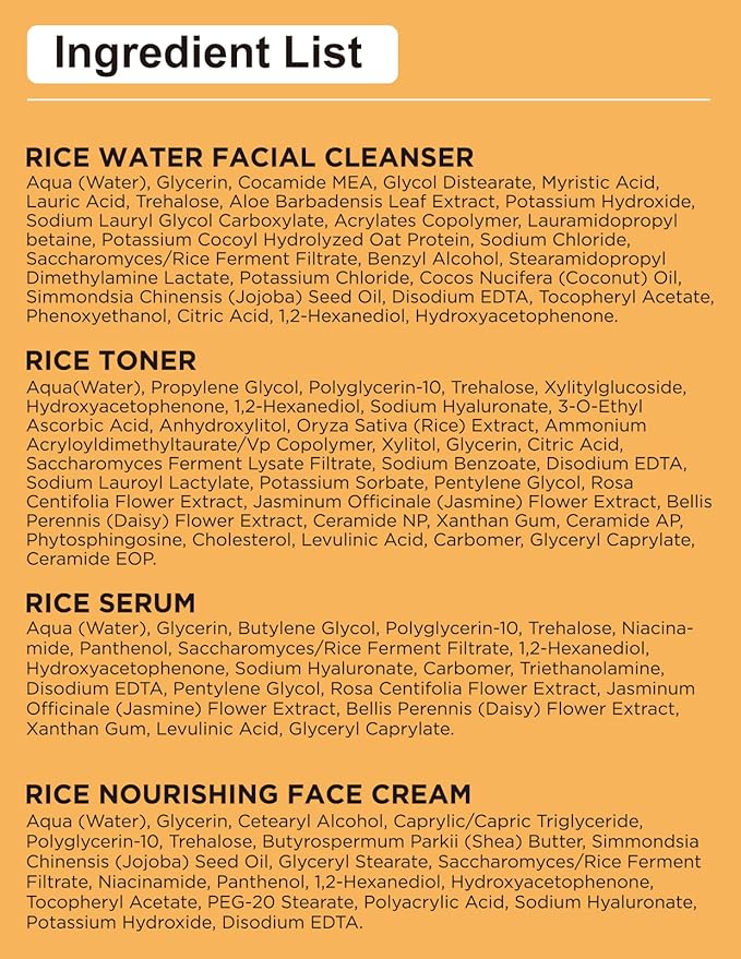 Skin Care Set,Women Teen Glass Skincare w/ Korean Rice Extract,Hydrate Glow Repair Anti-Aging Facial Routine Kit Gift Set for Womens Teens Girl Mom Wife Valentines Christmas Gifts Stocking Stuffers