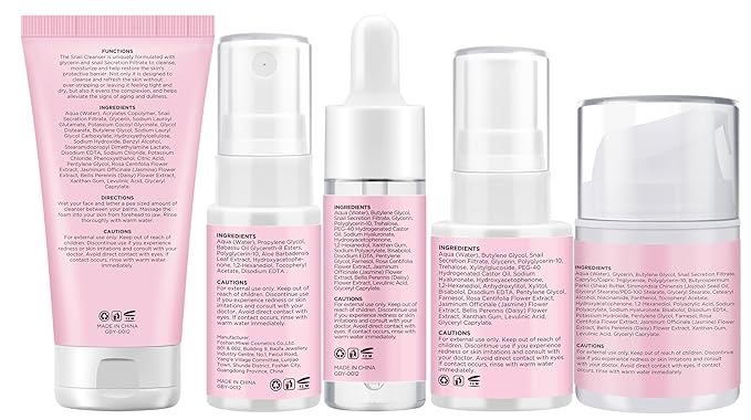 Gifts for Women,5 Pcs Skin Care Set W/Korean Snail Extract,Hydrating Moisturing Repairing Soothing Snail Mucin Serum Facial Skin Care Routine Kit for Dull Skin & Dry Skin,Gift Set for Women Teen Girls