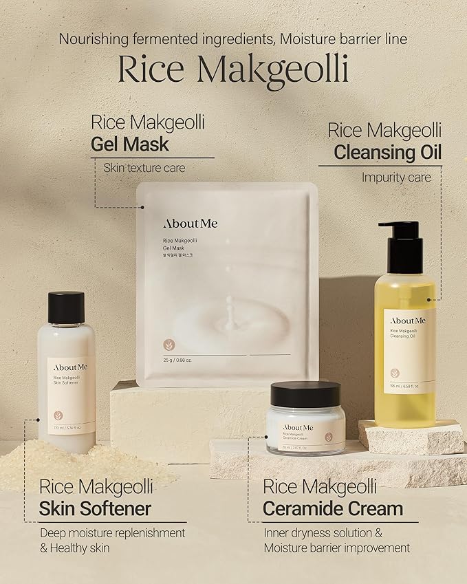 About Me Rice Makgeolli Cleansing Oil – Korean Makeup Remover Cleanser for Sensitive Skin – Daily Makeup Removal with Rice Bran Oil – Korean Skin Care – 6.59oz, 195ml
