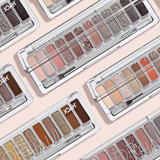 JOAH Color Haul Eyeshadow Palette, Travel Size Eye Makeup Kit, Matte & Shimmer Eyeshadow, Korean Makeup, 12 Highly Pigmented, Super Bendable Soft & Deep Colors, Includes Brush, Smokeshow