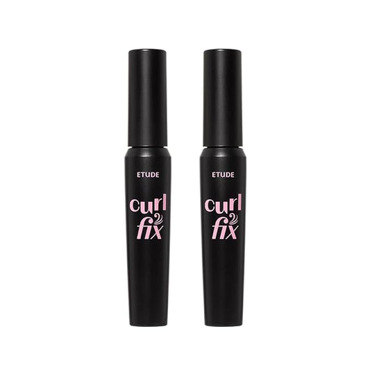 ETUDE Curl Fix Mascara Volume 1+1 Set, Lash Mascara, Strong Curl Up, Long-Lasting, Waterproof, Light-Weight, Korean Makeup, Beauty, Vegan Certified (0.54 Fl Oz)