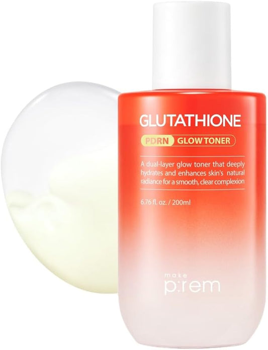 Make P:REM Glutathione PDRN Glow Toner, Antioxidant Radiance Booster with Dual Layer Moisture & Smoothing Formula for Sensitive Skin, Korean Skin Care, 6.76 fl oz, 200ml