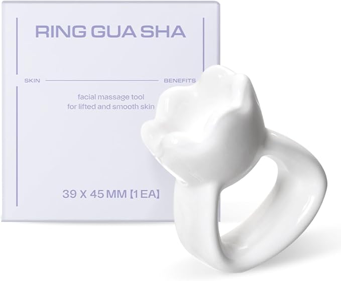HAUA Ring Gua Sha, Korean Facial Tools, Premium Natural Ceramic, Massager, Multi-use Face & Body, Stocking Stuffers, Holidy Gift | 2oz