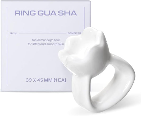 HAUA Ring Gua Sha, Korean Facial Tools, Premium Natural Ceramic, Massager, Multi-use Face & Body, Stocking Stuffers, Holidy Gift | 2oz