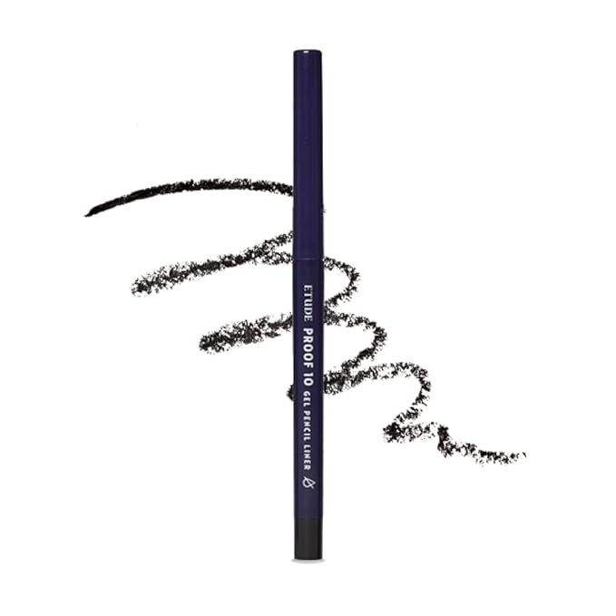 ETUDE Proof 10 Gel Pencil Liner, Eyeliner with Wearable Shades, Sharpenable Tip, Creamy Gel Texture, Waterproof & Sebum-Proof Precision Liner, Korean Makeup, Beauty, Black (0.011 Ounce)