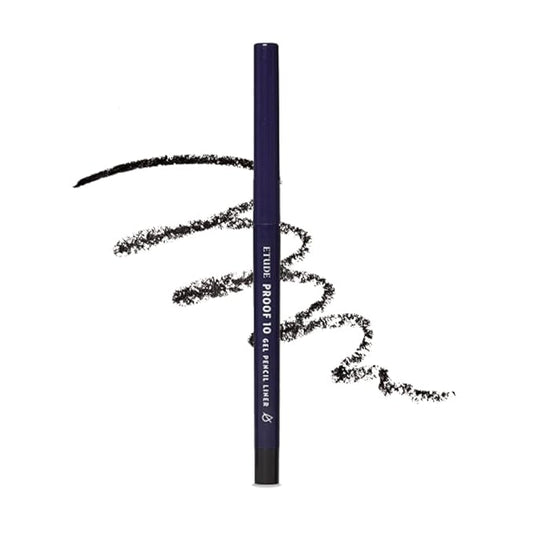 ETUDE Proof 10 Gel Pencil Liner, Eyeliner with Wearable Shades, Sharpenable Tip, Creamy Gel Texture, Waterproof & Sebum-Proof Precision Liner, Korean Makeup, Beauty, Black (0.011 Ounce)