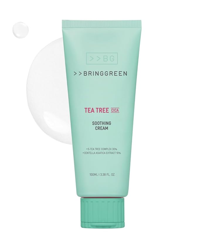 BRING GREEN Tea Tree Cica Soothing Cream Plus 100ml Korean Skin care, calming and soothing, moisturizer for skin, facial cream, trouble care, Blackhead Removing Pore care (Pack of 1)