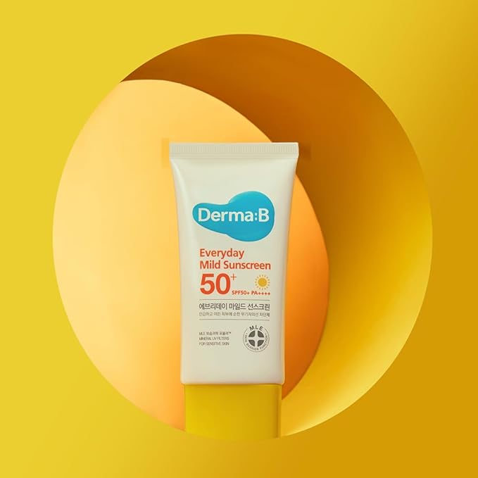 Derma B Everyday Mild Sunscreen SPF50+ PA++++ 1.69 Fl Oz, 50ml Fast-Absorbing Lightweight SPF Sunblock Moisturizer, Facial Body Non-Sticky for Dewy Skin, Korean Sunscreen Lotion for Sensitive Skin