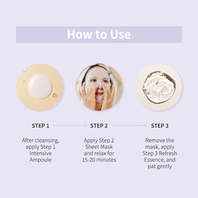 Naisture 3 Step Ampoule Mask with Marine Collagen: Hydrating Set for Skin Elasticity, Smoothing, and Moisture. Korean Skincare Kit with Ampoule, Sheet Mask, and Essence (5 pcs)