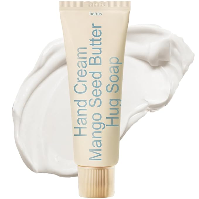hetras. Perfume Hand Cream | Hug Soap - Pure and Clean Soap Scent | Korean Subtle Perfumed Hand Moisturizer with Mango Seed & Shea Butter | Hydrates, Nourishes & Softens Very Dry Skin, 1.69oz.