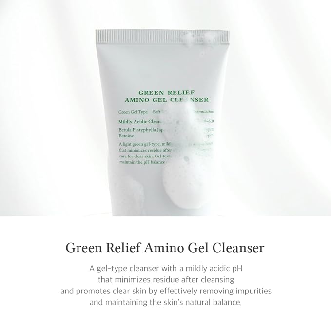 Dr.Althea Cleanser & Hydration Set, 345 Relief Cream & Green Relief Amino Gel Cleanser, Soothing Recovery & Deep Cleansing, Vegan Korean Skincare